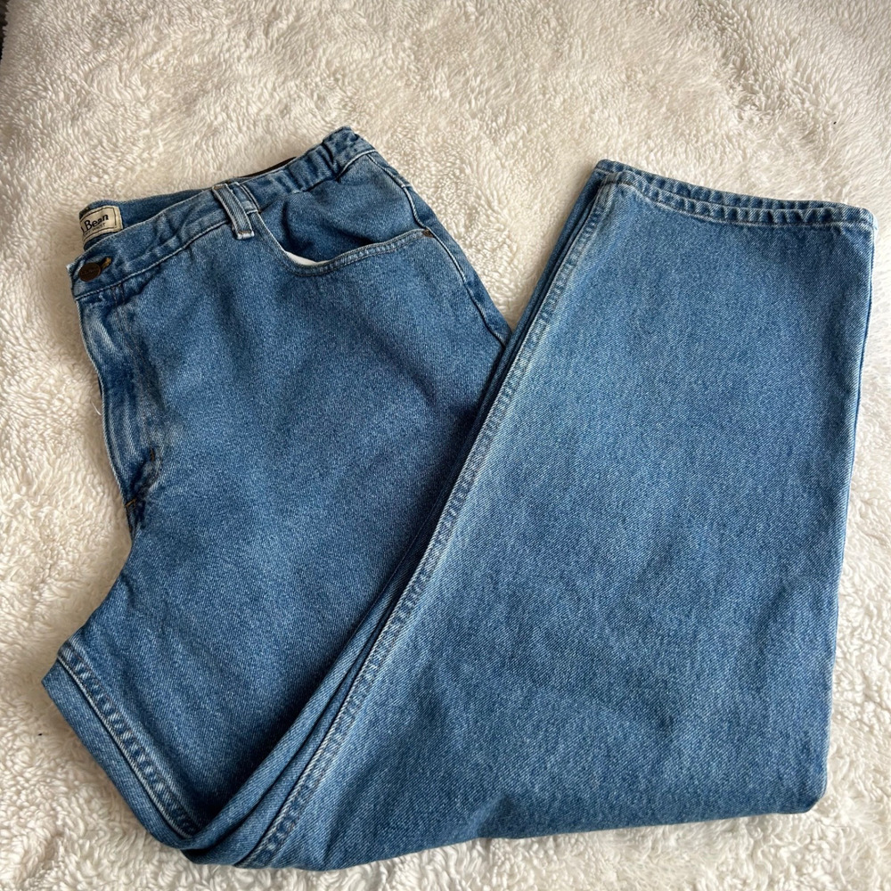 LL Bean Mens 40X32 Comfort Waist Jeans Blue Cotton Farmer Construction Work Gear